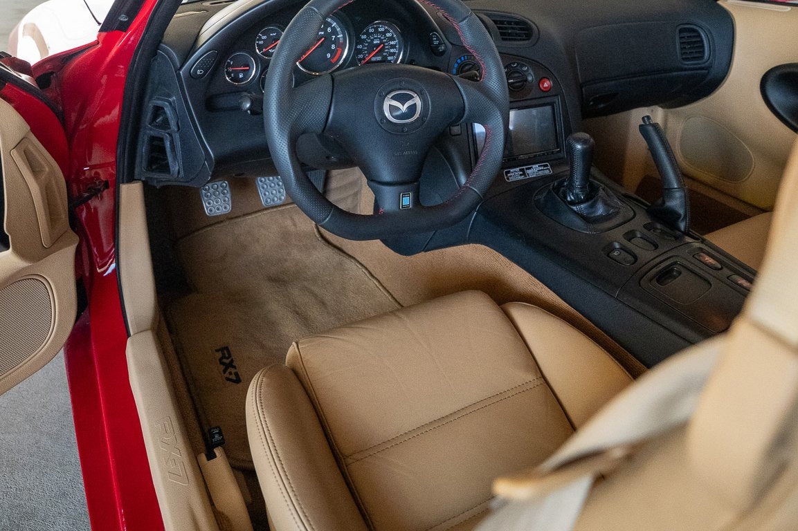 Tan leather interior and dashboard of the RX-7