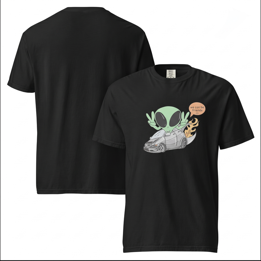 Kids Alien Landing Tee (We Come In Peace) front and back